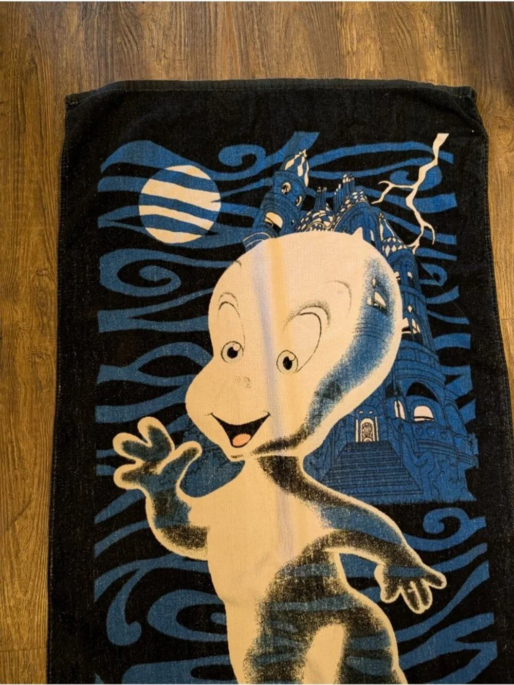 Vintage Casper The Friendly Ghost 1995 Beach Towel Jay Franco Rare Disney Black